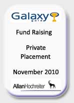 Galaxy Gold, Fund Raising, Private Placement, Nov 10